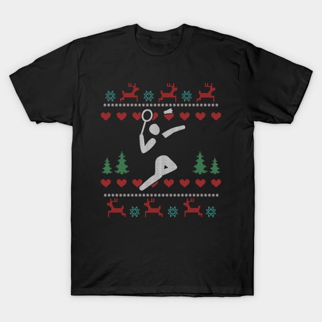 Ugly Christmas Badminton T-Shirt by Shiva121